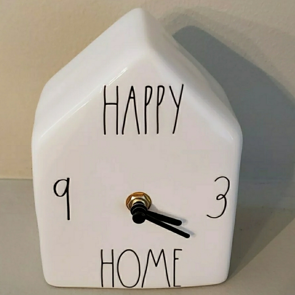 Rae Dunn Birdhouse Style Spring Clock HAPPY HOME